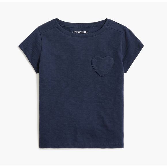 Crewcuts By J.Crew Heart Pocket Tee Girls M Navy Short Sleeve Pullover Crew Neck - Picture 1 of 7